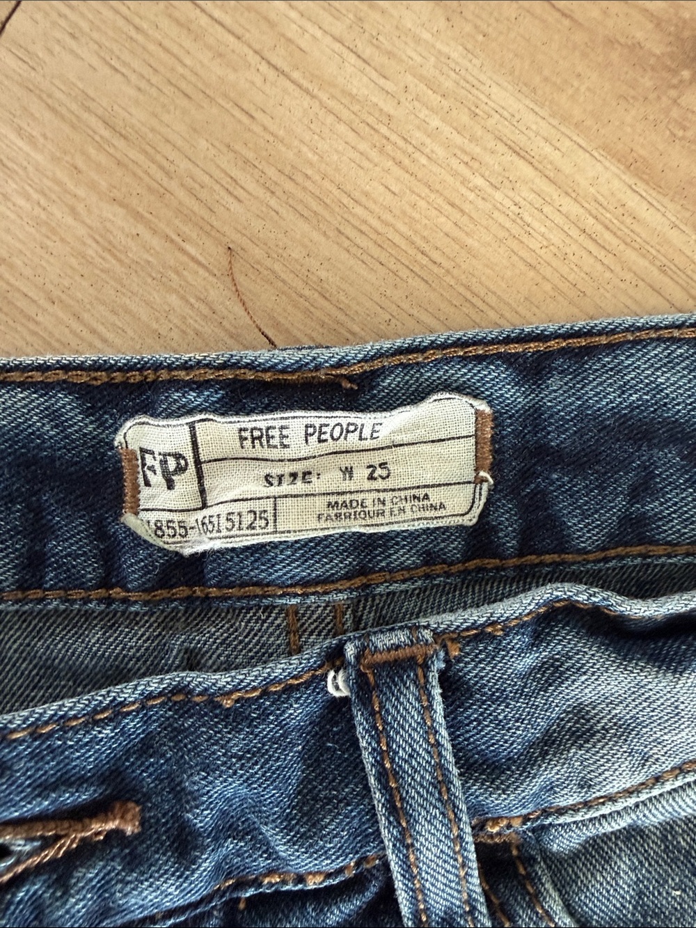 Free People Dark Blue Distressed Button-Front Denim Shorts - Picture 3 of 4